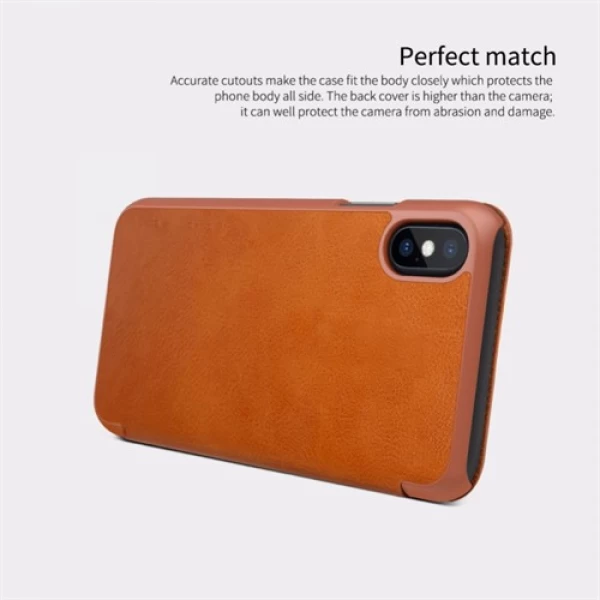کیف چرمی نیلکین آیفون Apple iPhone X / XS Nillkin Qin Leather Case