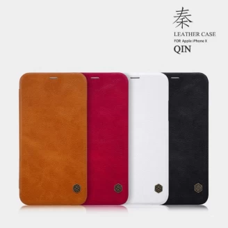 کیف چرمی نیلکین آیفون Apple iPhone X Nillkin Qin Leather Case