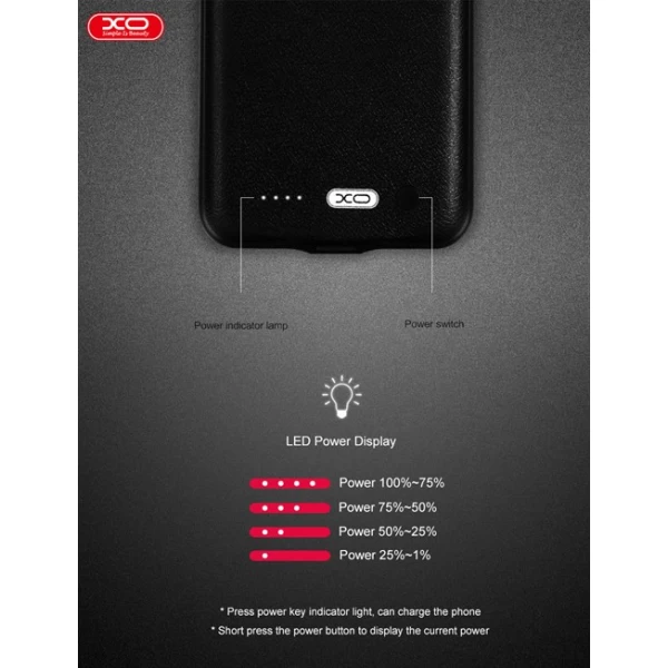 بک کاور و پاوربانک 3650 میلی آمپر XO-PB15 مناسب Apple iPhone 7 Plus
