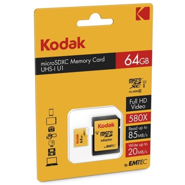 کارت حافظه میکرو اس دی 64 گیگابایت کداک Kodak 580x UHS-I U1 85MBps