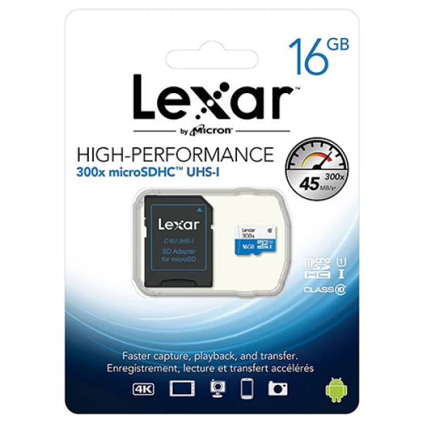 کارت حافظه میکرو اس دی 16 گیگابایت لکسار Lexar High-Performance 300x UHS-I U1