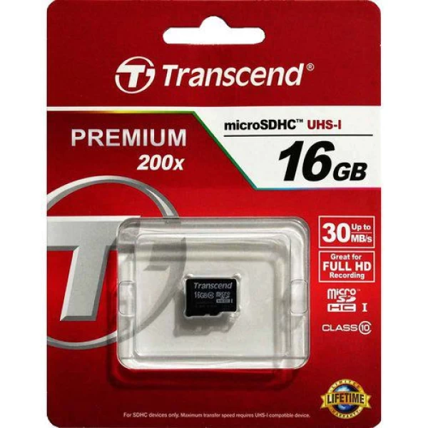 کارت حافظه میکرو اس دی ترنسند 16 گیگابایت Transcend Premium 200x Class 10