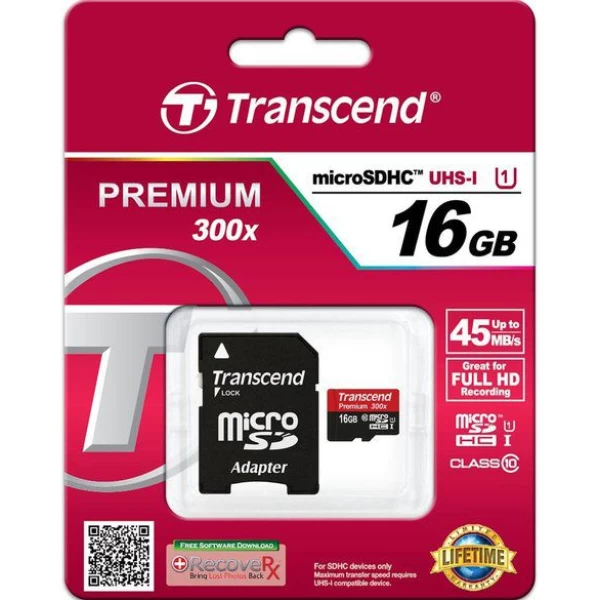 کارت حافظه میکرو اس دی 16 گیگابایت Transcend Premium UHS-l U1 400x