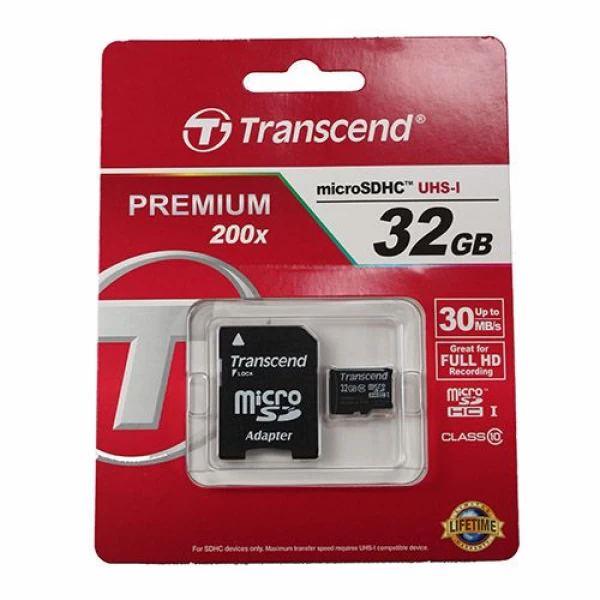 کارت حافظه میکرو اس دی ترنسند 32 گیگابایت Transcend Premium 200x Class 10