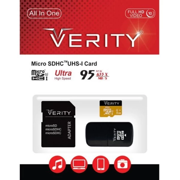کارت حافظه میکرو اس دی 16 گیگابایت Verity All In One 633x UHS-l U1 + رم ریدر
