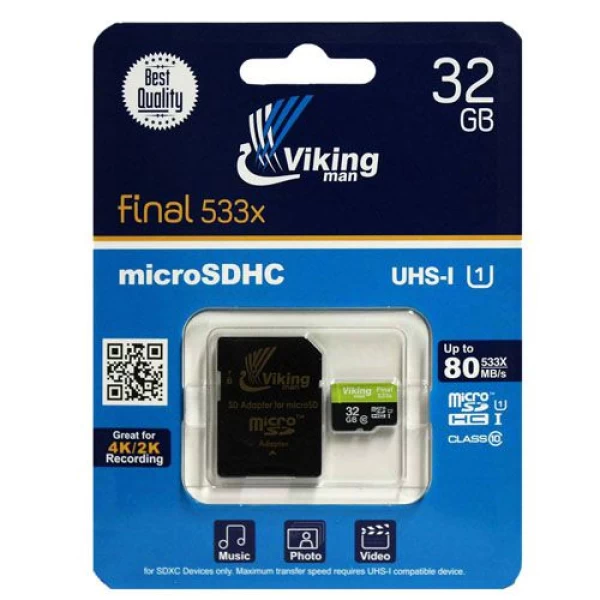 کارت حافظه میکرو اس دی 32 گیگابایت VikingMan Final 533x UHS-l U1