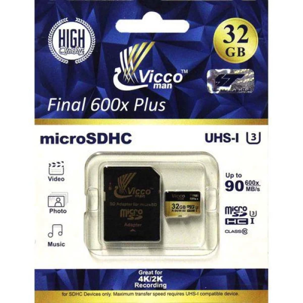 کارت حافظه میکرو اس دی 32 گیگابایت ViccoMan Final 600x Plus UHS-l U3