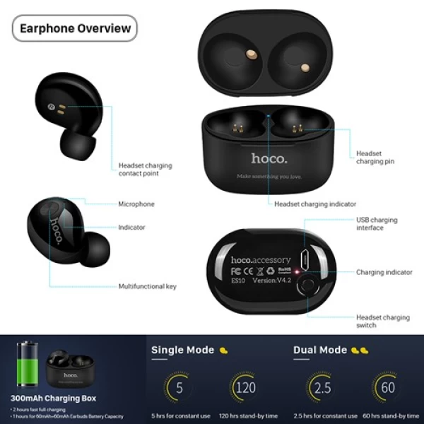 هندزفری بلوتوث دو تایی هوکو Hoco ES10