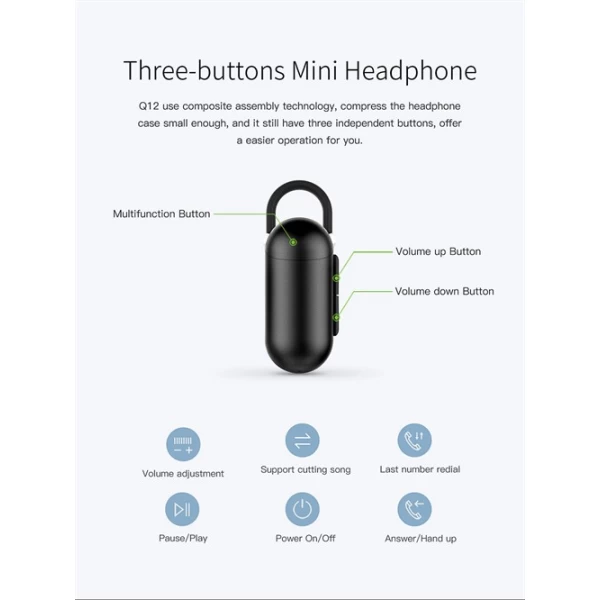هندزفری بلوتوث کیو سی وای مینی QCY Q12