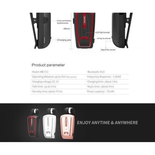 هندزفری بلوتوث ریمکس Remax RB-T12 Clip-On