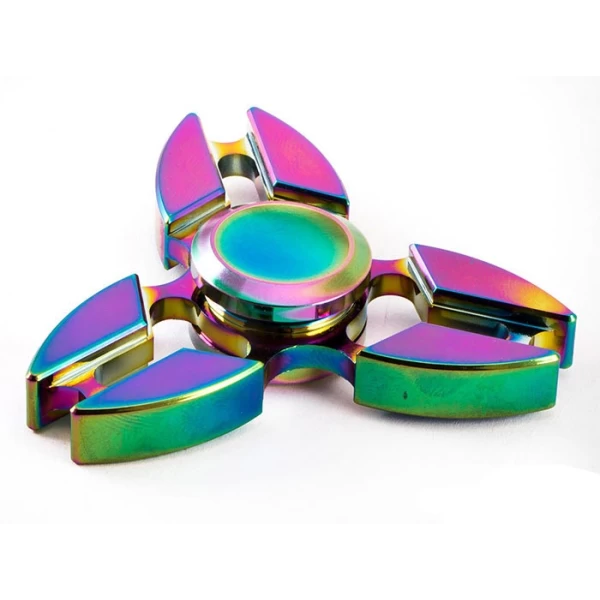 اسپینر فلزی 3 پره رنگین کمانی Fidget Spinner Three blades Metal Rainbow