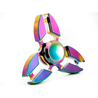 اسپینر فلزی 3 پره رنگین کمانی Fidget Spinner Three blades Metal Rainbow