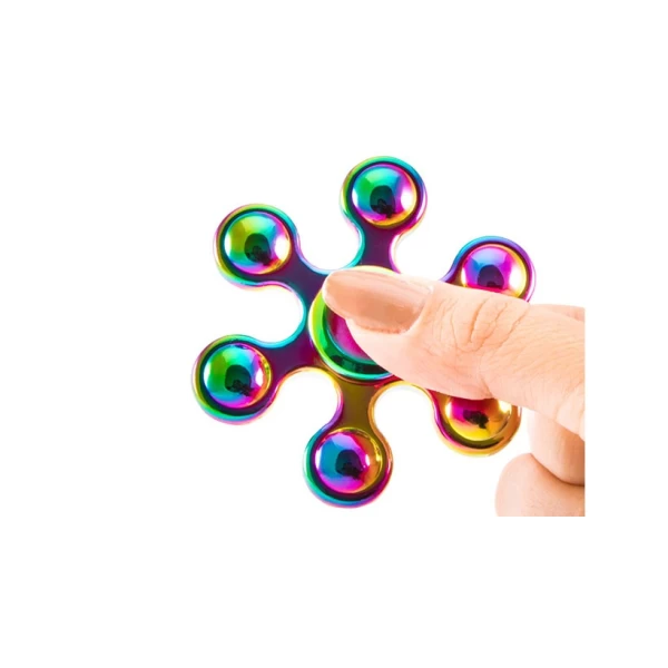 اسپینر فلزی شش پره ای رنگین کمانی Fidget Spinner Metal Rainbow