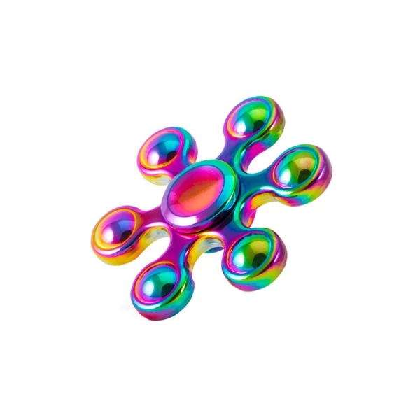 اسپینر فلزی شش پره ای رنگین کمانی Fidget Spinner Metal Rainbow