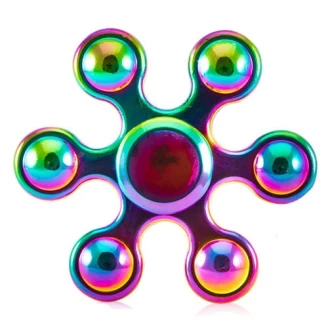 اسپینر فلزی شش پره ای رنگین کمانی Fidget Spinner Metal Rainbow