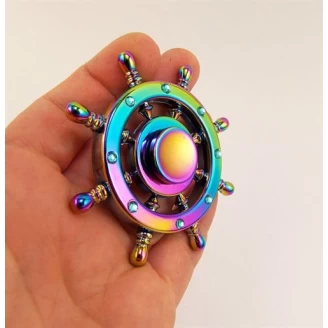 اسپینر فلزی سکان کشتی رنگین کمانی Fidget Spinner Metal Ship Wheel Rainbow