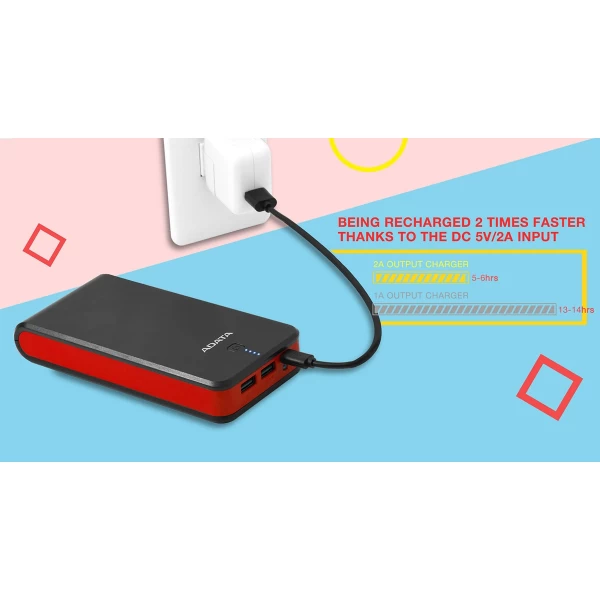 پاوربانک 20100 میلی آمپر ای دیتا مدل Adata P20100