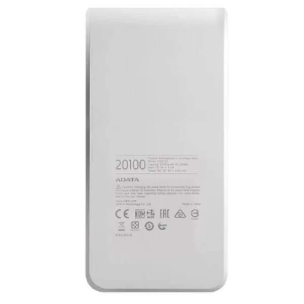 پاوربانک 20100 میلی آمپر ای دیتا مدل Adata P20100