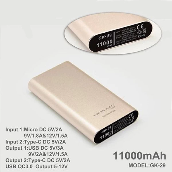 پاوربانک 11000 میلی آمپر کانفلن Konfulon GK-29 Qualcomm 3.0