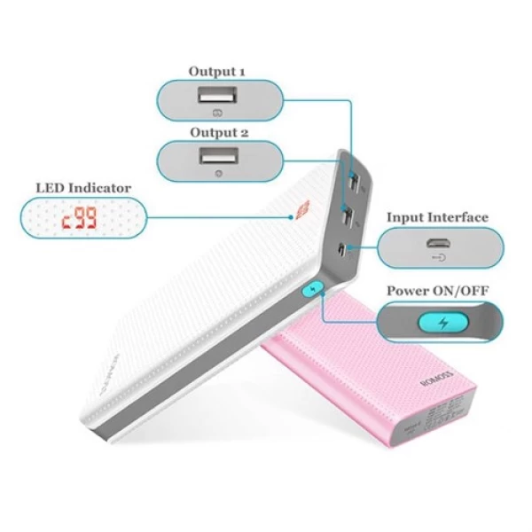 پاوربانک 20000 میلی آمپر روموس Romoss Sense 6 LED PH80