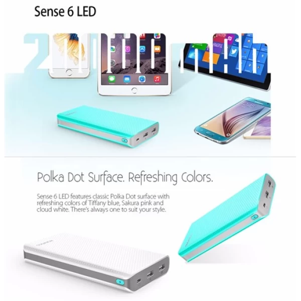 پاوربانک 20000 میلی آمپر روموس Romoss Sense 6 LED PH80