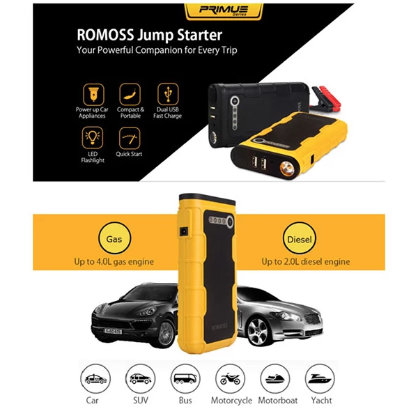 پاوربانک و جامپ استارتر خودرو روموس Romoss Primus JS12