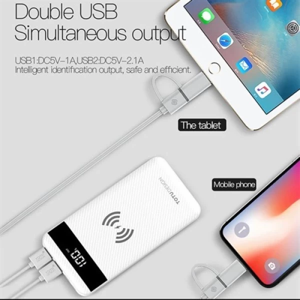 پاوربانک وایرلس 10000 میلی آمپر توتو Totu PBW01 Founder