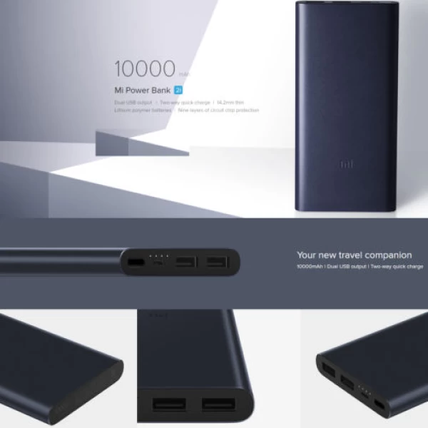 پاوربانک 10000 میلی آمپر شیائومی دو پورت نسخه 2 مدل PLM09ZM