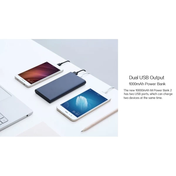 پاوربانک 10000 میلی آمپر شیائومی دو پورت نسخه 2 مدل PLM09ZM
