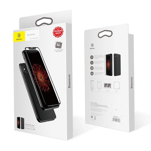 محافظ صفحه نمایش شیشه ای پشت و رو بیسوس آیفون Baseus Glass Film Set Apple iPhone X