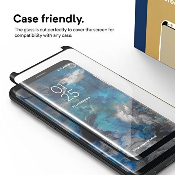محافظ صفحه نمایش شیشه ای تمام صفحه و خمیده مارک رمو مناسب Samsung Galaxy S9