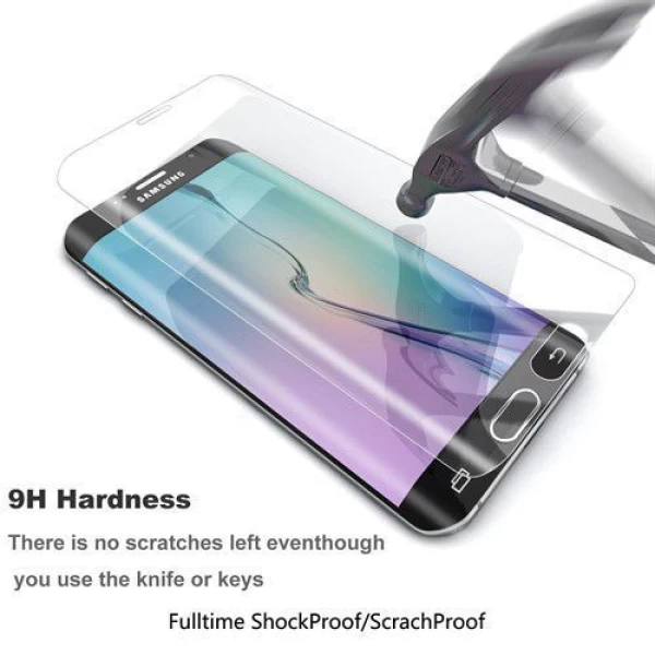 محافظ صفحه نمایش شیشه ای 3D و خمیده مارک V-Like مناسب S7 Edge