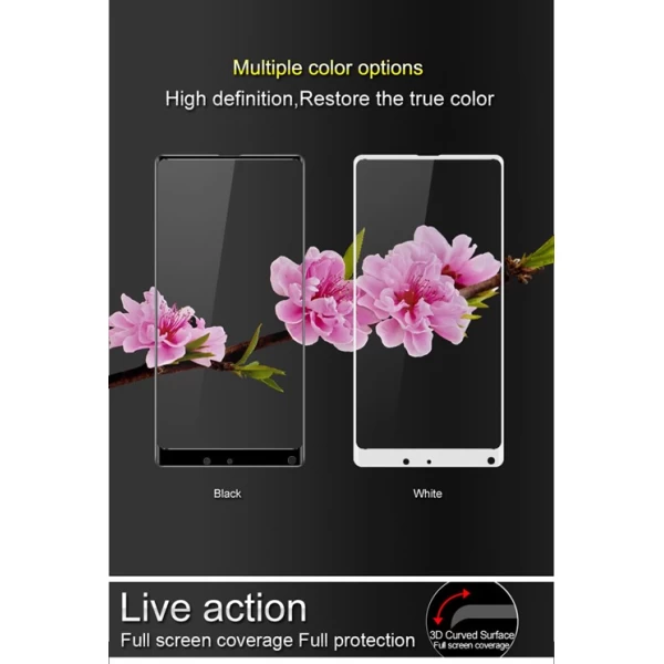 محافظ صفحه نمایش شیشه ای تمام صفحه و خمیده تمام چسب مناسب Xiaomi Mi Mix 2