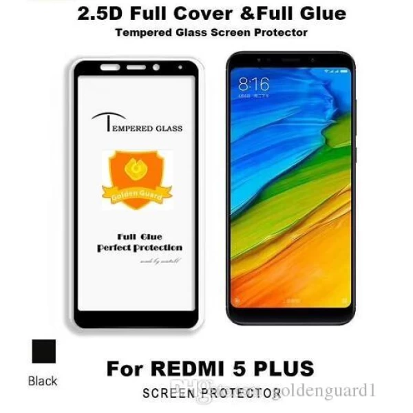 محافظ صفحه نمایش شیشه ای تمام صفحه و خمیده تمام چسب مناسب Xiaomi Redmi 5 Plus