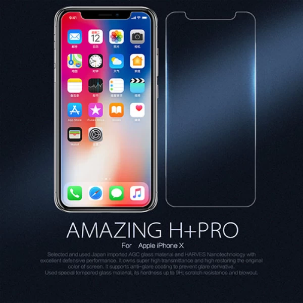 محافظ صفحه نمایش شیشه ای نیلکین آیفون Nillkin H+ Pro Glass Apple iPhone X