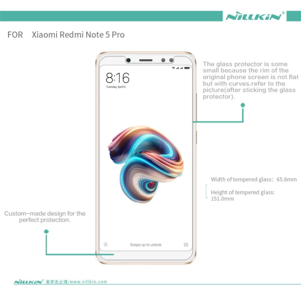 گلس نیلکین Xiaomi Redmi Note 5 Pro Nillkin H+ Pro Glass