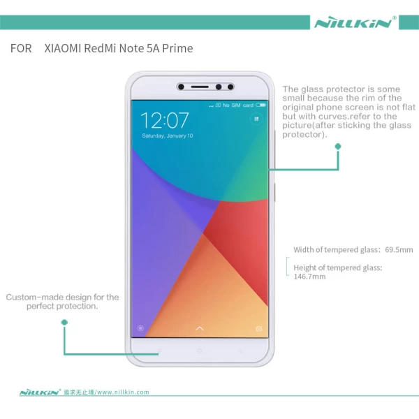 محافظ صفحه نمایش شیشه ای نیلکین شیائومی Nillkin H+ Pro Glass Xiaomi Redmi Note 5A Prime