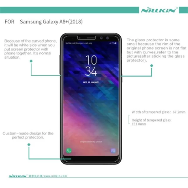 محافظ صفحه نمایش شیشه ای نیلکین سامسونگ Nillkin H+ Pro Glass Samsung Galaxy A8 Plus 2018
