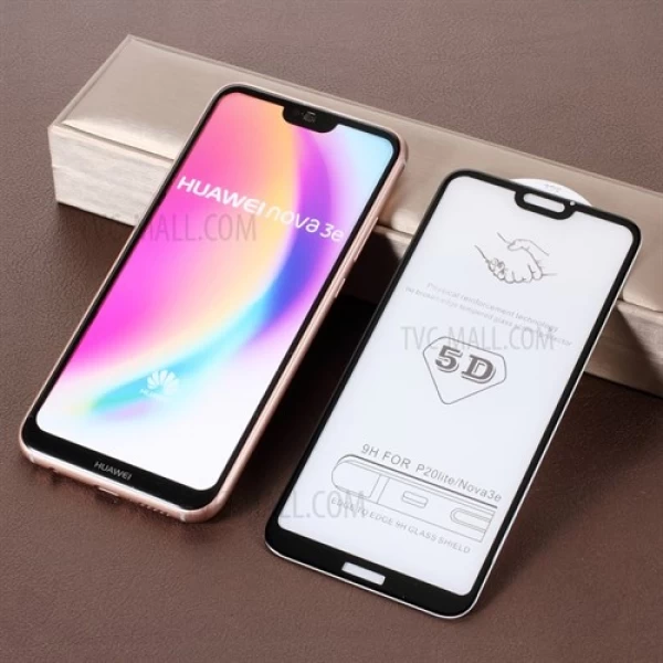 محافظ صفحه نمایش شیشه ای تمام صفحه و خمیده مارک بوف تمام چسب مناسب Huawei P20 Lite / Nova 3e