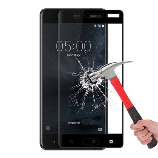 محافظ صفحه نمایش شیشه ای تمام صفحه و خمیده مارک رمو تمام چسب مناسب Nokia 5