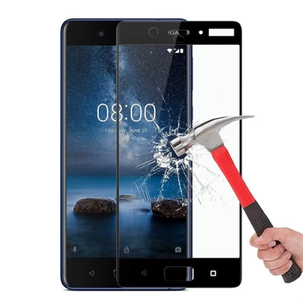 محافظ صفحه نمایش شیشه ای تمام صفحه و خمیده مارک رمو مناسب Nokia 8