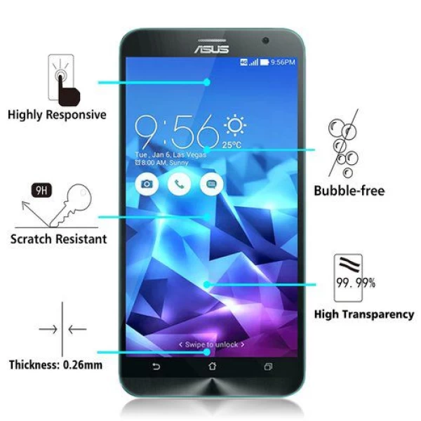 محافظ صفحه نمایش شیشه ای ایسوس Asus Zenfone 2 Deluxe ZE551ML