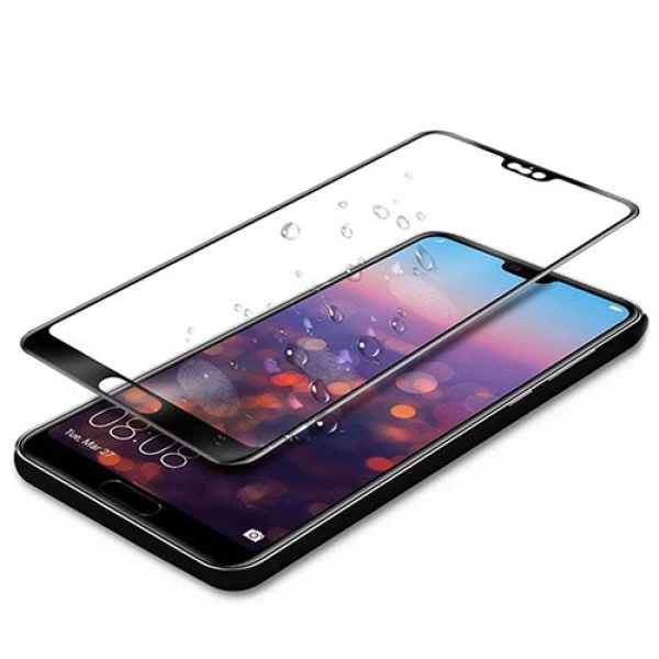 محافظ صفحه نمایش شیشه ای تمام صفحه و خمیده مارک تسلا تمام چسب مناسب Huawei P20