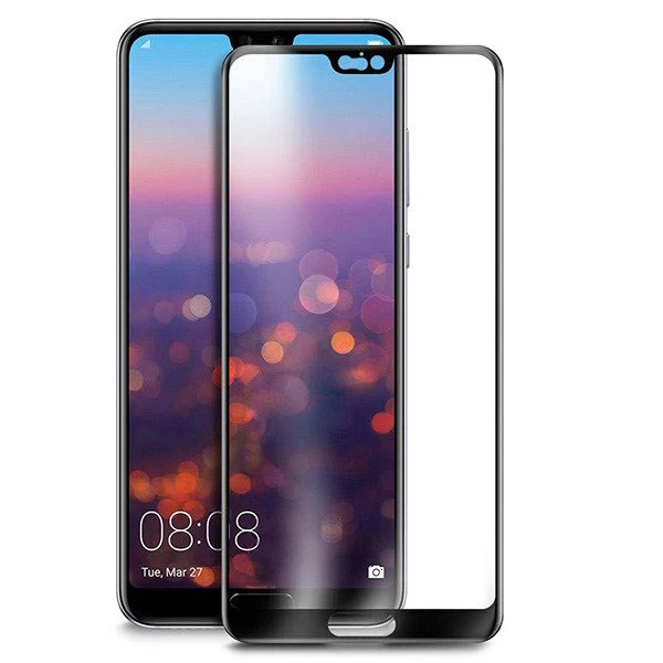 محافظ صفحه نمایش شیشه ای تمام صفحه و خمیده مارک تسلا تمام چسب مناسب Huawei P20