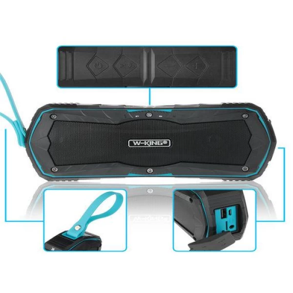 اسپیکر بلوتوث ضدآب و پاوربانک W-King S9